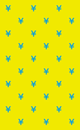 Illustration of Blue Japanese Yen Sign Pattern on Yellow Background