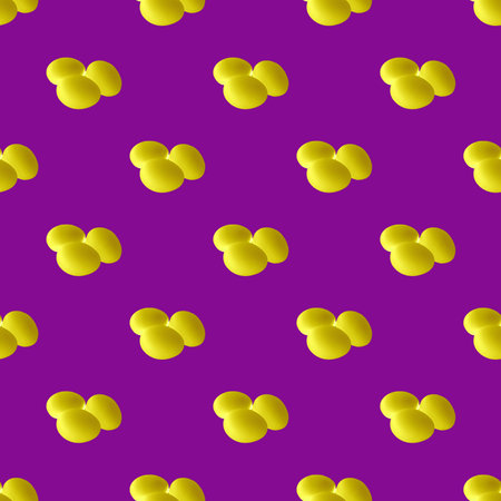 Seamless Pattern of Golden Triple Eggs on Purple Backgroundの写真素材