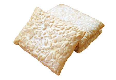 Closeup of Tempeh, a source of high plant based protein and fiber  isolated on transparent background, PNG fileの写真素材