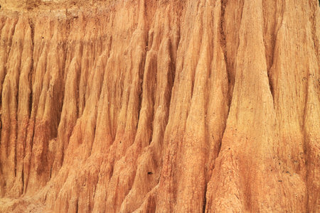 Texture of Lalu Soil Erosions, Amazing Thailand's Canyon in Ta Phraya National Park, Sa Kaeo Province, Eastern Thailandの写真素材