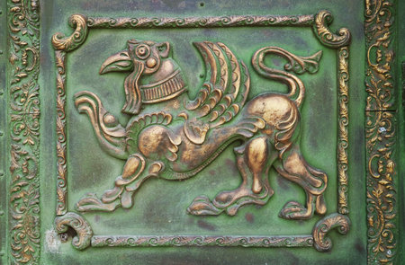 Amazing Details of Batumi State Drama Theatre Door Panel, Batumi City, Adjara Region, Georgiaのeditorial素材