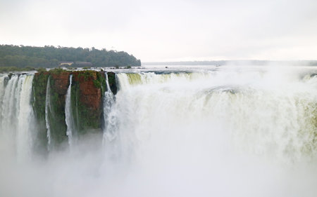 Powerful Devil's Throat of Iguazu Falls at Argentinian Side, Iguazu National Park, Argentina, South Americaの写真素材