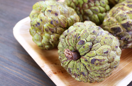 Closeup of Ripe Organic Sugar Apples (Annona Squamosa) Whole Fruits
