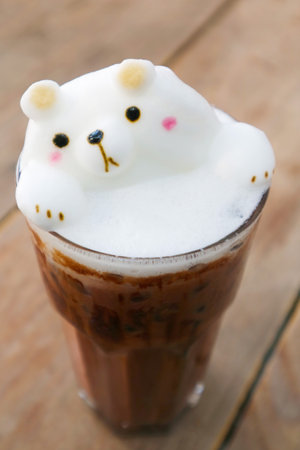Iced Chocolate Topped with Funny Polar Bear 3D Latte Art