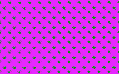 Pattern of Green Cannabis Leaf on Lavender Backgroundの写真素材