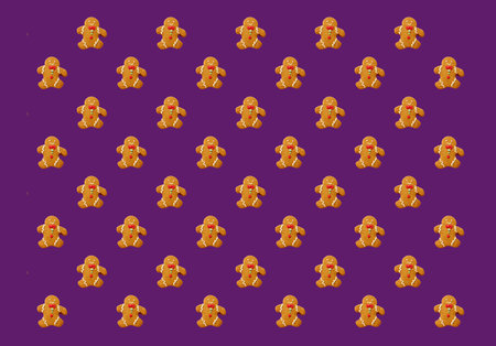 Delectable Gingerbread Man Christmas Cookies Pattern on Purple Background