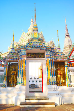 Stunning Gate to Phra Mondop of Temple of the Reclining Buddha or Wat Pho, Located in Rattanakosin Island, Old City of Bangkok, Thailandの写真素材