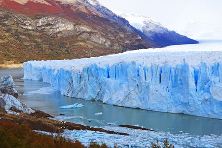Impressive View of Perito Moreno Gracier, a UNESCO World Heritage Site in Santacruz Province of Patagonia, Argentina, South Americaの写真素材