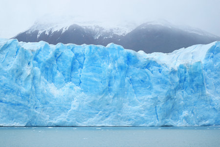 Massive glacier wall of Perito Moreno Glacier View from Lake Cruising in Los Glaciares National Park, El Calafate, Patagonia, Argentina, South Americaの写真素材