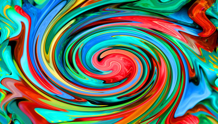Illustration of eye-catching colorful artistic twisting spiral patternの写真素材