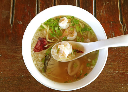 A Bowl of Delicious Chinese Style Seafood Rice Porridgeの写真素材