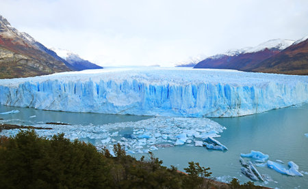 Incredible Panoramic View of The Perito Moreno Glacier, a UNESCO World Heritage Site in Santacruz Province of Patagonia, Argentina, South Americaの写真素材