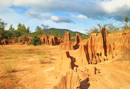 Amazing Thailand's Canyon Called Lalu, Soil Erosions in Ta Phraya National Park, Sa Kaeo Province, Eastern Thailandの写真素材