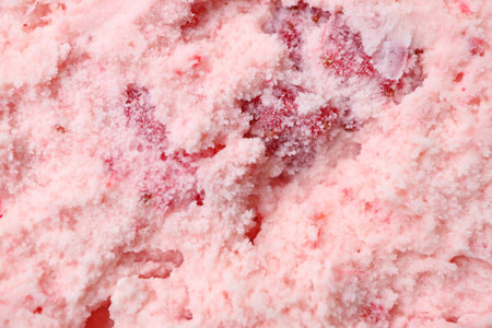 Closeup of mouthwatering texture and pattern of strawberry ice creamの写真素材