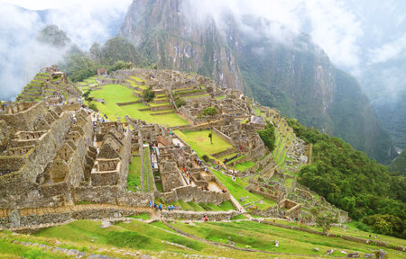 Mystical Inca Citadel of Machu Picchu, UNESCO World Heritage Site in Urubamba Province, Cusco Region, Peru, South Americaの写真素材