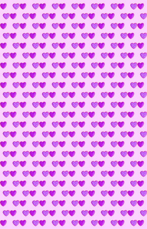 Pattern of pair of lavender and purple heart shaped cookies on lilac backgroundの写真素材