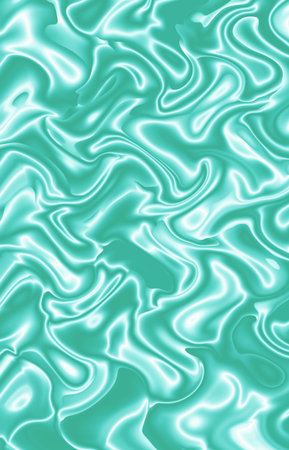 Illustration of gradient light turquoise and white 3D wavy satin fabric artistic textureの写真素材