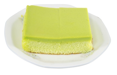 Soft cake from panda n leaf isolated on white background の写真素材