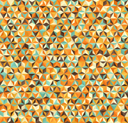 Triangle background. Vector seamless geometric pattern with beige, brown, orange, yellow, green trianglesのイラスト素材