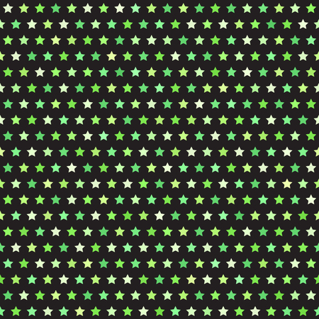 Star pattern. Seamless vector background with green five-pointed stars on black backdropのイラスト素材