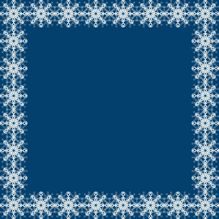 Snowflake vector winter frame made of white snowflakes, on turquoise backdropのイラスト素材