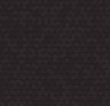 Dark pattern. Vector seamless geometric background with rounded triangles on black backdrop.