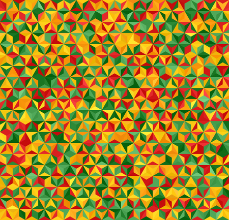 Triangle pattern. Vector seamless background with red, orange, yellow, light green, green trianglesのイラスト素材