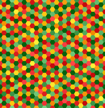 Hexagon pattern. Seamless vector background with red, light green, yellow, green, orange hexagonsのイラスト素材