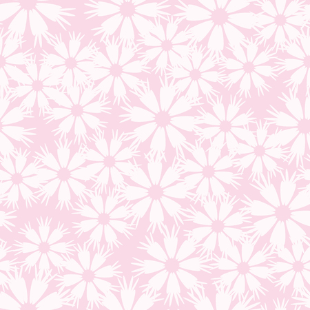 Spring flower pattern. Seamless vector background: white flowers on pink backdropのイラスト素材