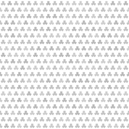 Gray shamrock pattern. Seamless vector background: light and dark gray clover leaves on white backdropのイラスト素材