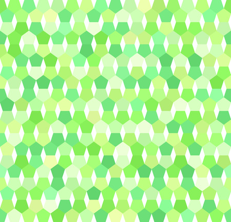 Pentagon pattern. Seamless vector background: green pentagons on white backdropのイラスト素材