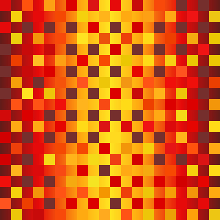 Square pattern. Seamless vector checkered background with maroon, red, orange, gold, yellow squares on gradient backdropのイラスト素材
