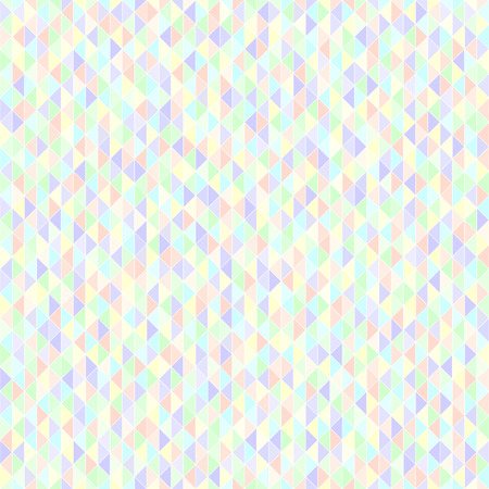 Triangle pattern. Seamless vector background with violet, rose, cyan, yellow, green triangles on white backdropのイラスト素材