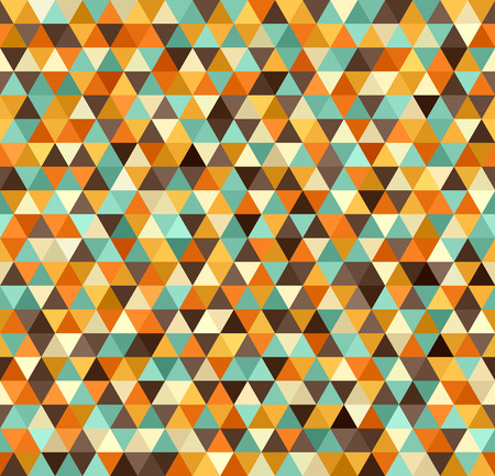 Retro pattern. Vector seamless vintage background with beige, brown, orange, yellow, green trianglesのイラスト素材