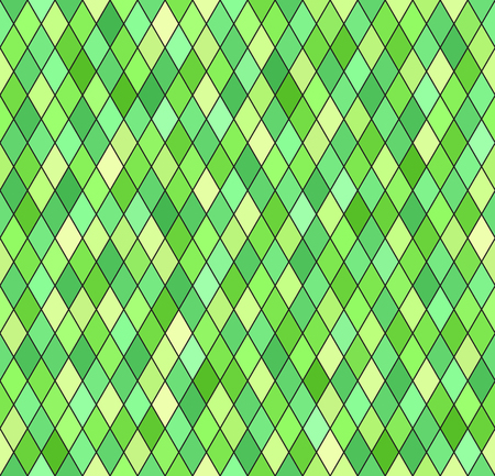 Diamond pattern. Seamless vector background with green diamonds on black backdropのイラスト素材
