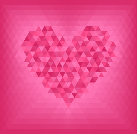 Rose triangle heart on pink and rose background. Vector grid illustrationのイラスト素材