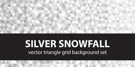 Triangle pattern set "Silver Snowfall". Vector seamless geometric backgrounds with gray and white trianglesのイラスト素材