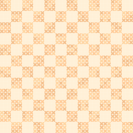 Abstract cross-stitched vector seamless background in peach and beige tonesのイラスト素材