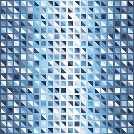 Gradient triangle background. Seamless vector glowing pattern: blue, gray and white right triangles on gradient backdropのイラスト素材