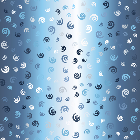 Spiral pattern. Seamless vector background - blue, gray and white spirals of different size on gradent backdropのイラスト素材