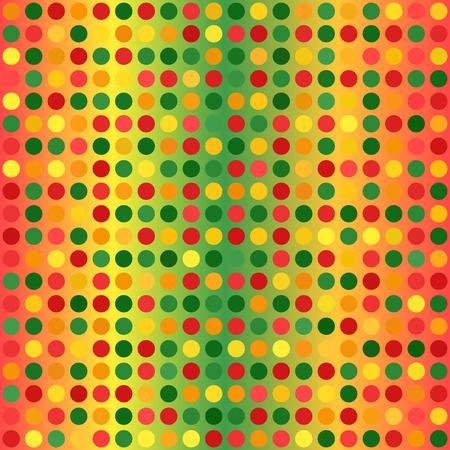 Polka dot pattern. Seamless vector geometric background - red, light green, yellow, green, orange circles on gradient backdropのイラスト素材