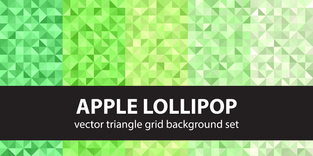 Triangle pattern set Apple Lollipop. Vector seamless geometric backgrounds with green right trianglesのイラスト素材