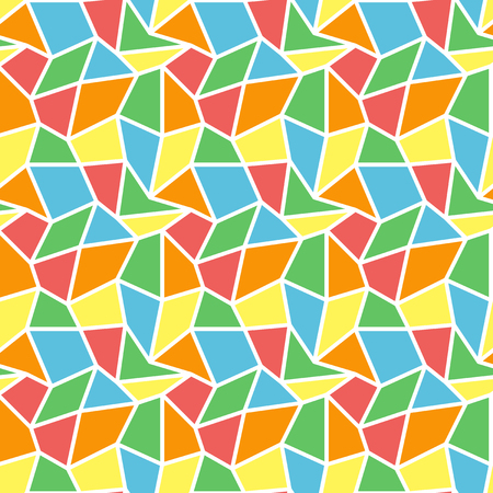 Low poly mosaic seamless vector background - red, orange, yellow, green, blue polygons on white...