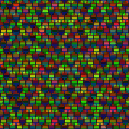 Holographic pattern. Seamless vector background with overlapped vivid rounded squares on black backdrop.のイラスト素材