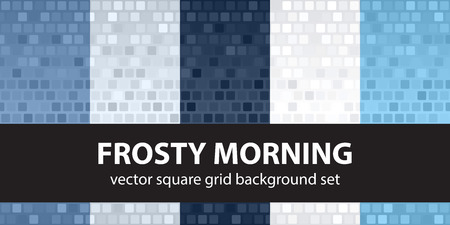 Square pattern set Frosty Morning. Vector seamless tile backgrounds - blue, gray and white rounded squares on gradient backdrops.のイラスト素材
