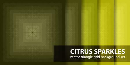 Pattern set Citrus Sparkles.  yellow, olive, yellow-green, khaki right triangles on gradient backdropsのイラスト素材