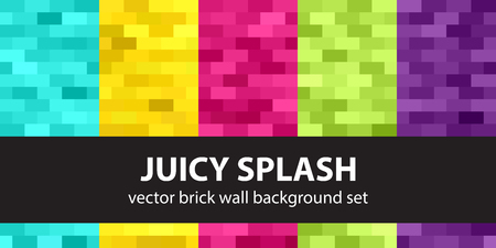 Rectangle pattern set Juicy Splash. Back drops with cyan, yellow, rose, green, violet rectanglesのイラスト素材