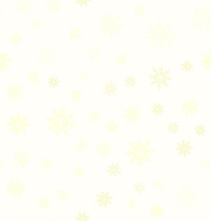 Yellow snowflake pattern. Seamless vector background - yellow snowflakes on light yellow backdropのイラスト素材
