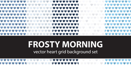 Heart pattern set frosty morning vector seamless background blue, gray, and white heartsのイラスト素材