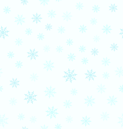 Snowflake pattern. Seamless vector background - blue snowflakes on light cyan backdropのイラスト素材